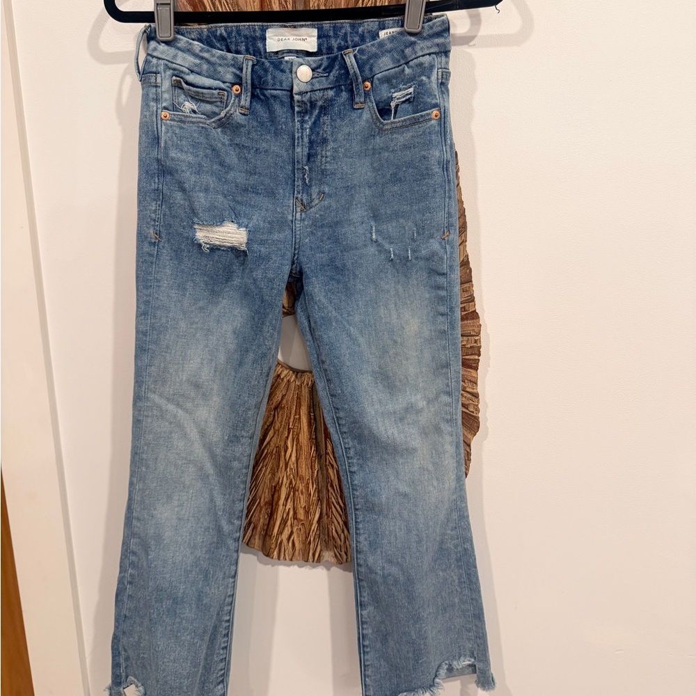 Dear John Light Blue Distressed Cropped Jeans